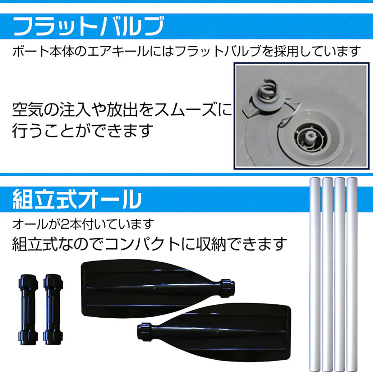 インフレータブル式　ゴムボート　釣竿置き付き　３人用