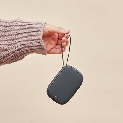 ストラップにもなるUSBコード一体型使い捨てないカイロ (チャコール/リリーホワイト）
