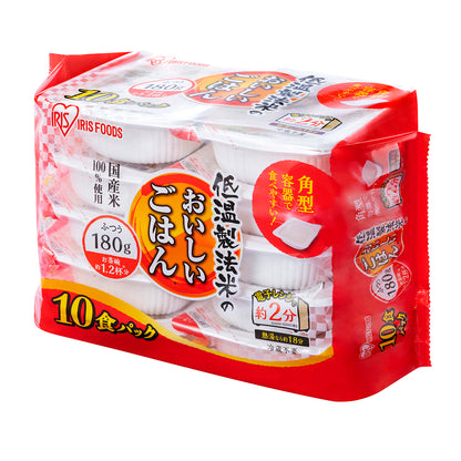 【アイリスオーヤマ】低温製法米のおいしいごはん国産米100％　角型180ｇ×10食パック