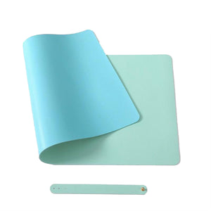 フェイクレザーデスクマット８０×４０㎝水色＋ミント　Ｄ８０４０Ｐ１