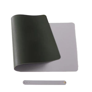 フェイクレザーデスクマット８０×４０㎝濃緑＋灰　Ｄ８０４０Ｐ１