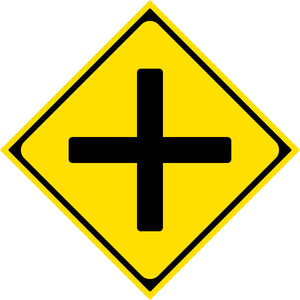 警戒標識　Ｓ２０１－Ａ　十形道路交差点あり　ステッカー２００角