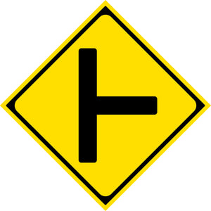 警戒標識　Ｓ２０１－Ｂ　ト形道路交差点あり　ステッカー５０角５枚セット