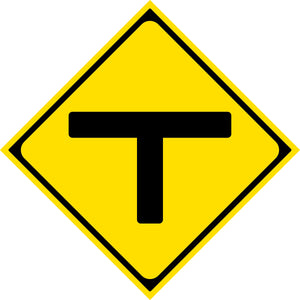 警戒標識　Ｍ２０１－Ｃ　Ｔ形道路交差点あり　マグネット５０角５枚セット