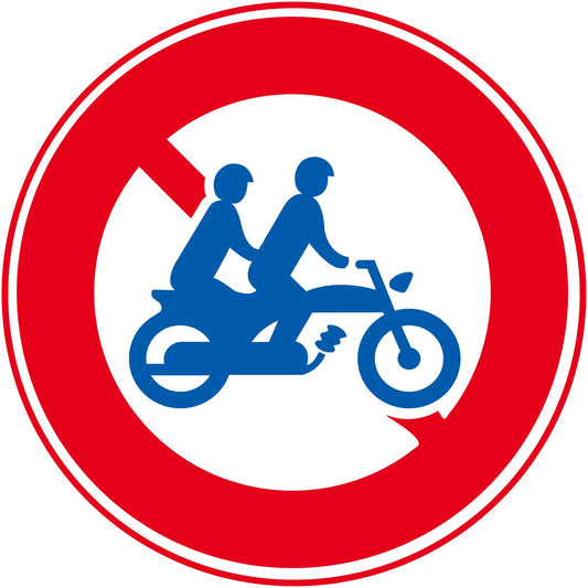 規制標識　Ｍ３１０－２　大型自動二輪車及び普通自動二輪車二人乗り通行禁止　マグネット５０角５枚セット