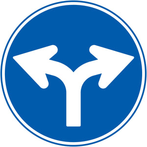 規制標識　Ｓ３１１－Ｄ　指定方向外進行禁止　ステッカーφ４００