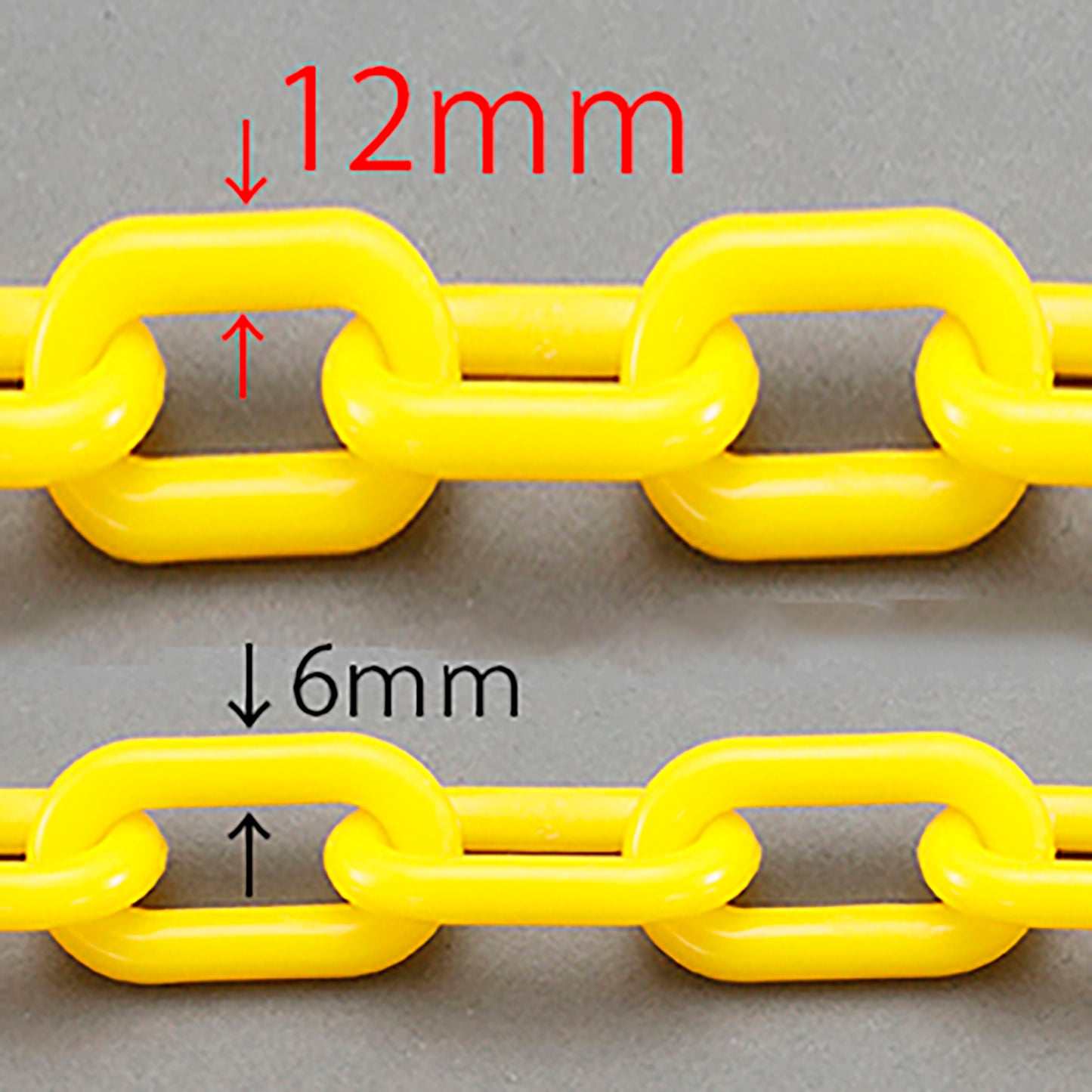 １２ｍｍｘ２ｍ　プラスチックチェーン／耐候型（黄）