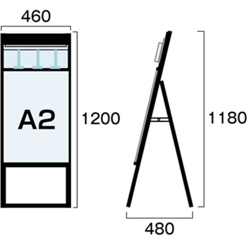 ブラックパンフレットケーススタンド看板　片面　ポスター下　Ａ２　ＢＰＣＳＫＤ－Ａ２Ｋ