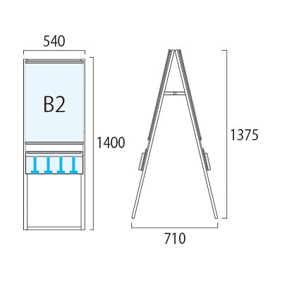 ブラックパンフレットケーススタンド看板　両面　ポスター上　Ｂ２　ＢＰＣＳＫＵ－Ｂ２Ｒ