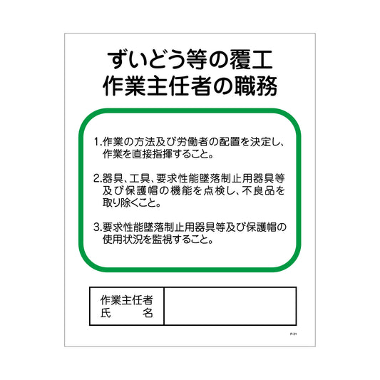 Ｐー３１　ずい道等の覆工作業主任者の職務