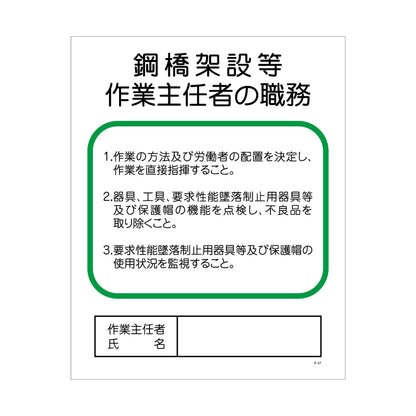 Ｐー３７　鋼橋架設等作業主任者の職務