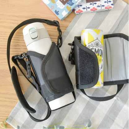 マルチボトルホルダー　サイズ調整可　温冷両用　８００ｍｌ／１Ｌ用　ブラック