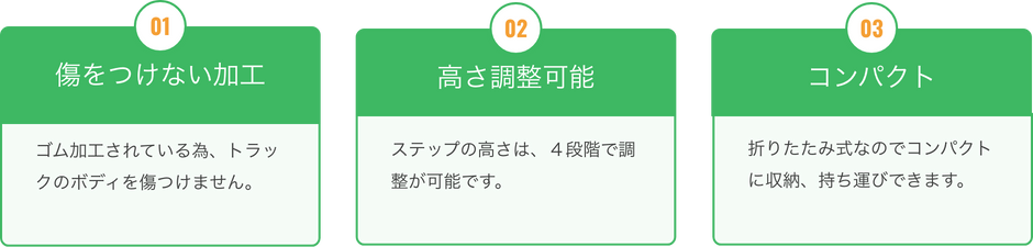 傷をつけない加工、高さ調整可能、コンパクト